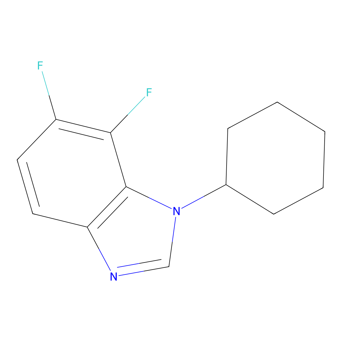 1-Cyclohexyl-6,7-difluoro-1,3-benzodiazole molecular structure, CAS 1365272-58-7