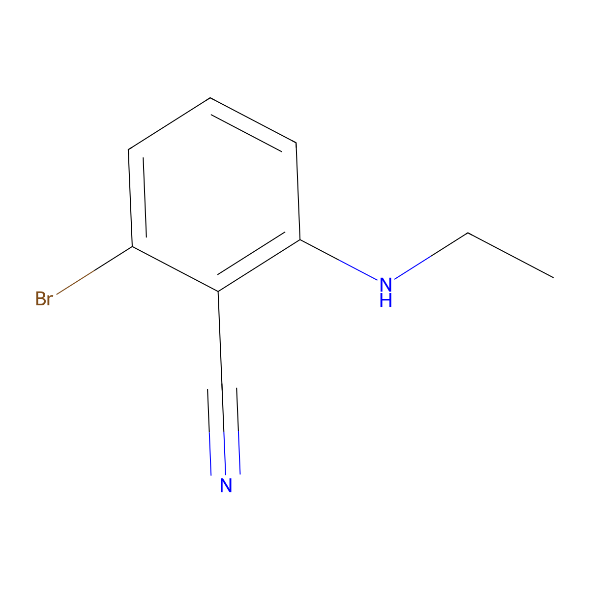 2-Bromo-6-(ethylamino)benzonitrile molecular structure, CAS 1365272-62-3