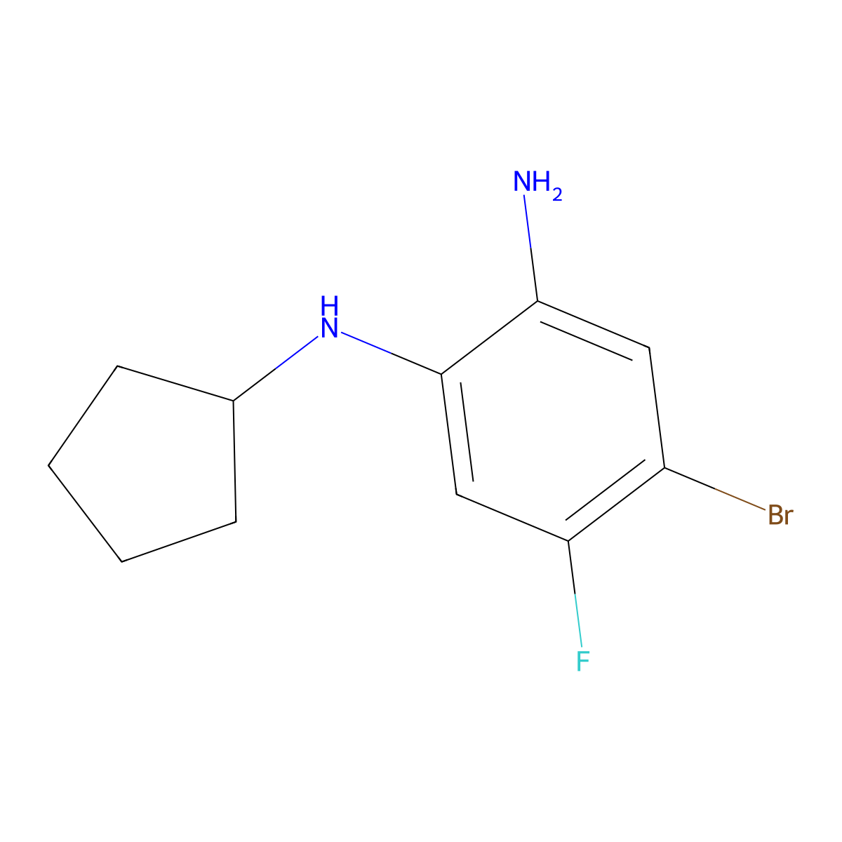 4-Bromo-1-N-cyclopentyl-5-fluorobenzene-1,2-diamine molecular structure, CAS 1365272-64-5