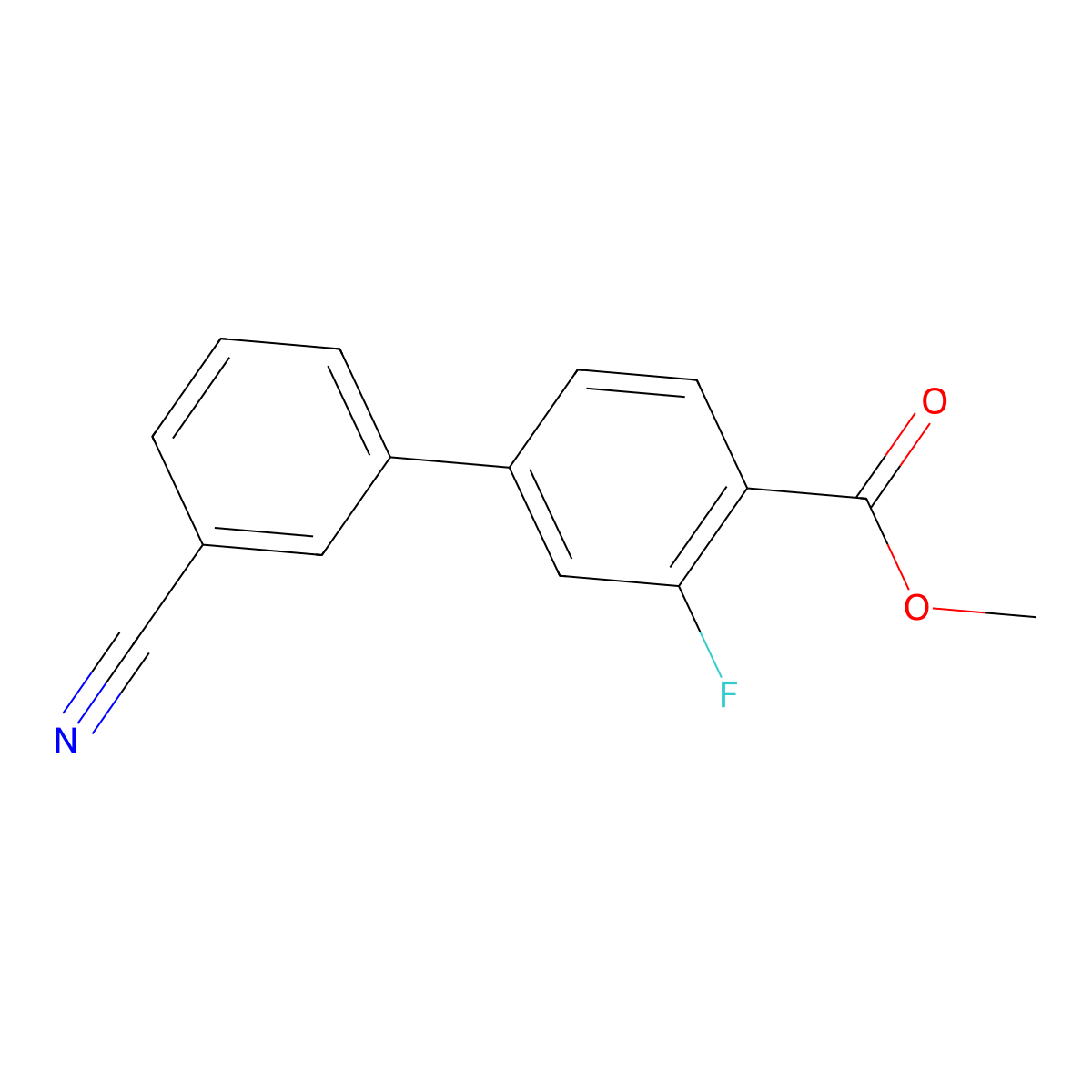 Methyl 4-(3-cyanophenyl)-2-fluorobenzoate molecular structure, CAS 1365272-67-8