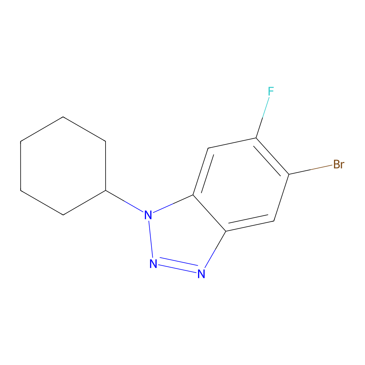 5-Bromo-1-cyclohexyl-6-fluoro-1,2,3-benzotriazole molecular structure, CAS 1365272-81-6