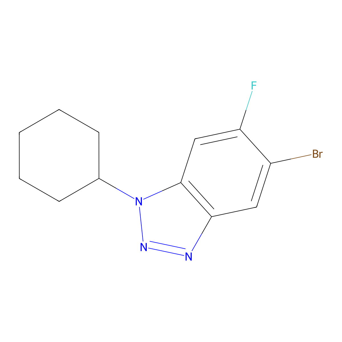 5-Bromo-1-cyclohexyl-6-fluoro-1,2,3-benzotriazole molecular structure, CAS 1365272-81-6