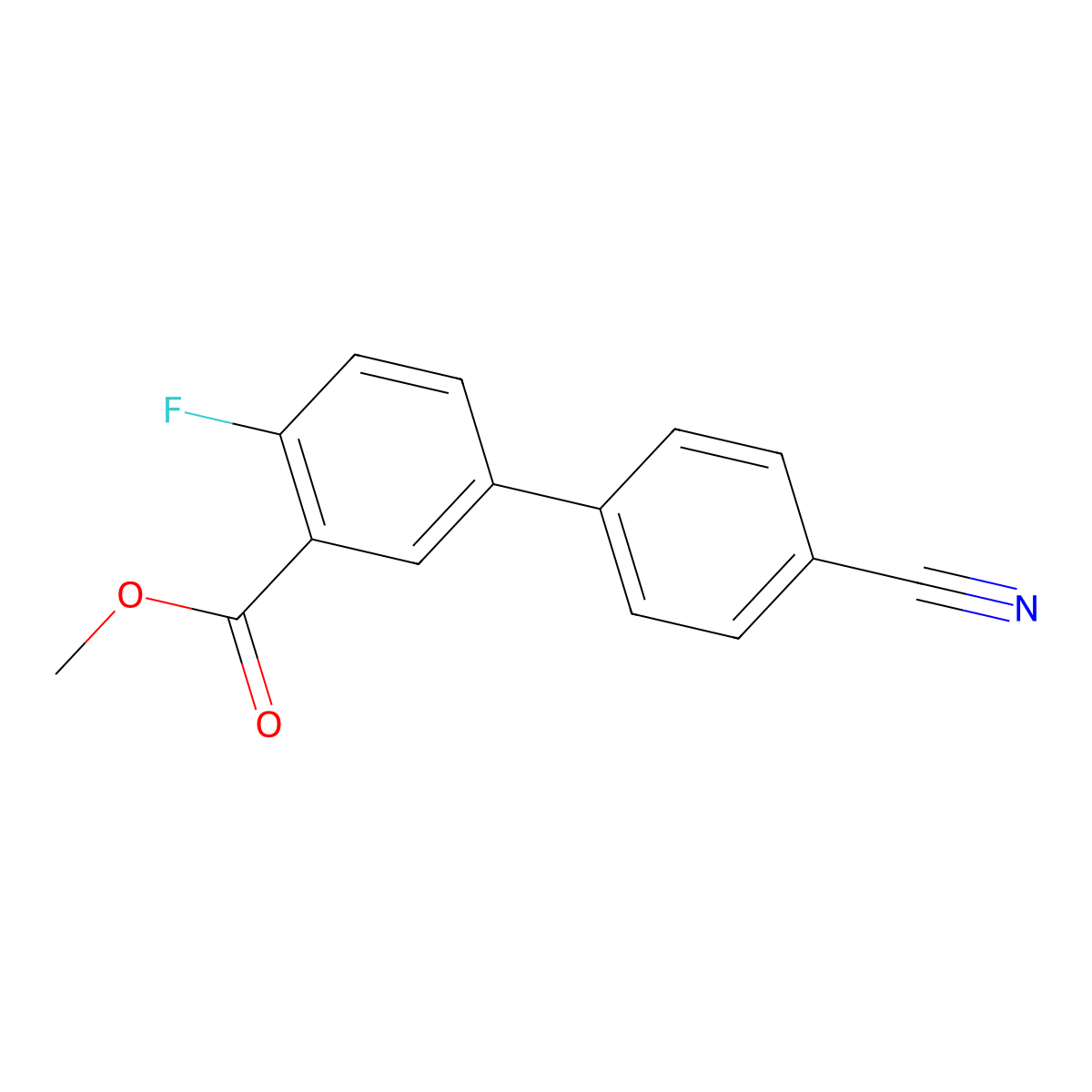 Methyl 5-(4-cyanophenyl)-2-fluorobenzoate molecular structure, CAS 1365272-84-9