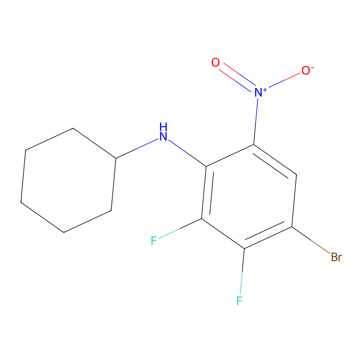4-Bromo-N-cyclohexyl-2,3-difluoro-6-nitroaniline molecular structure, CAS 1365272-99-6