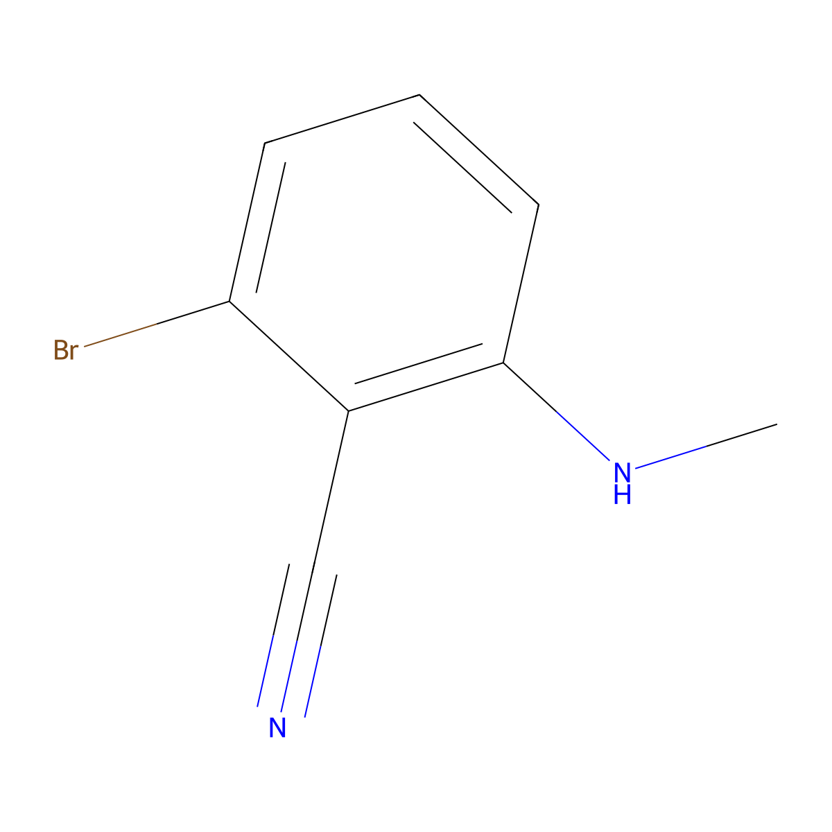 2-Bromo-6-(methylamino)benzonitrile molecular structure, CAS 1365273-02-4