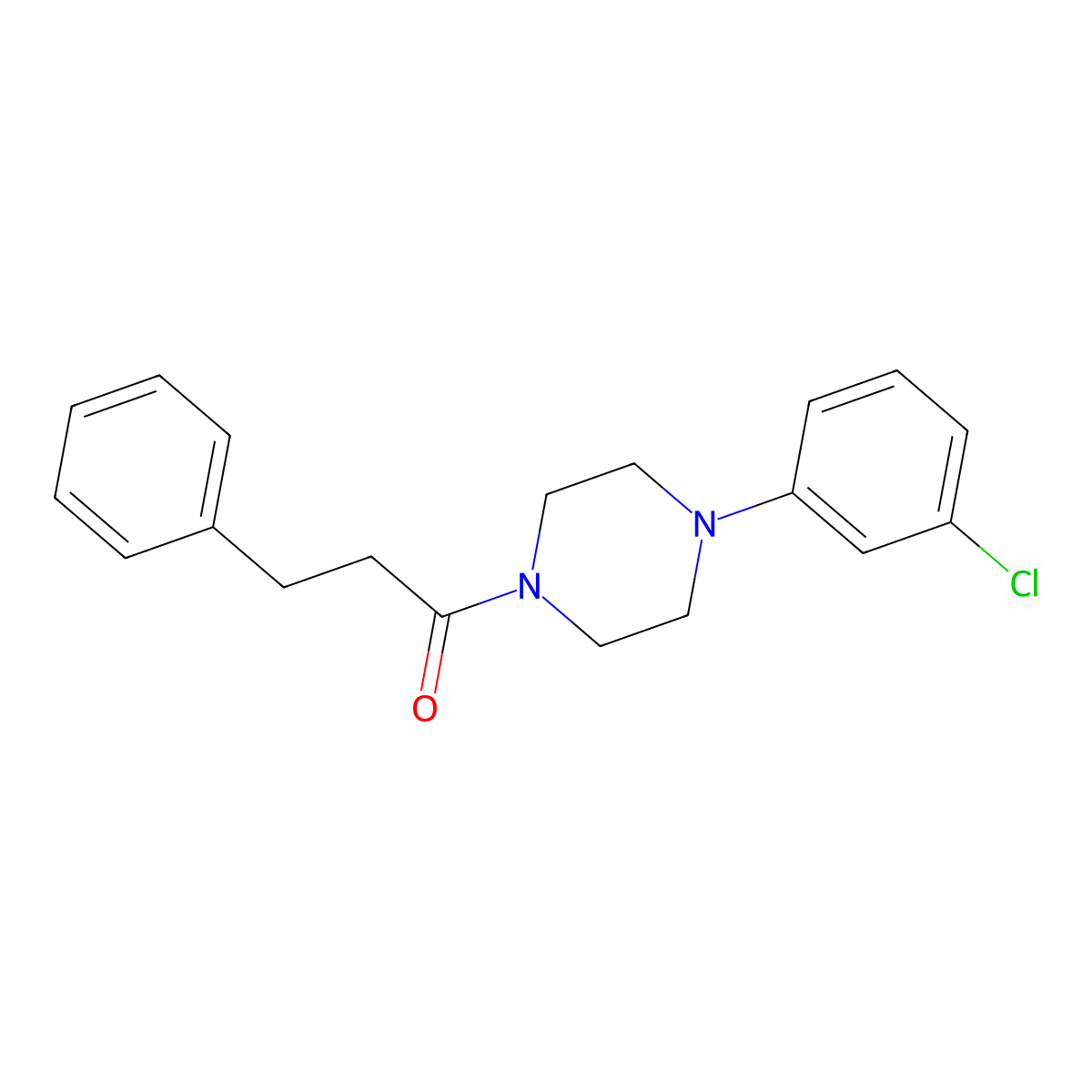1-[4-(3-Chlorophenyl)piperazin-1-yl]-3-phenylpropan-1-one molecular structure, CAS 136534-87-7