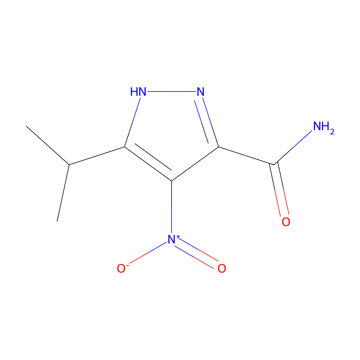 1H-Pyrazole-3-carboxamide, 5-(1-methylethyl)-4-nitro- molecular structure, CAS 1365361-60-9