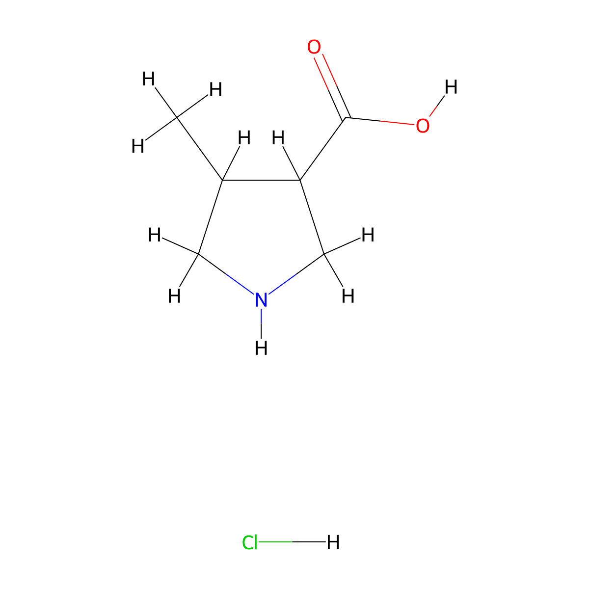 4-Methylpyrrolidine-3-carboxylic acid hydrochloride molecular structure, CAS 1365402-38-5