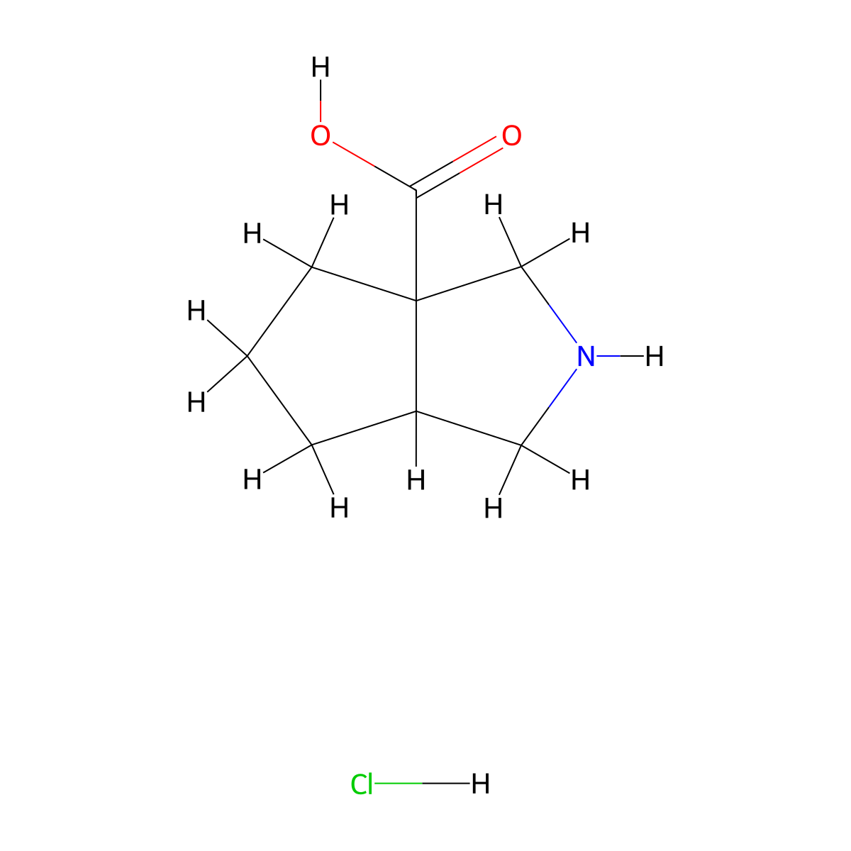Octahydrocyclopenta[c]pyrrole-3a-carboxylic acid hydrochloride molecular structure, CAS 1365411-73-9