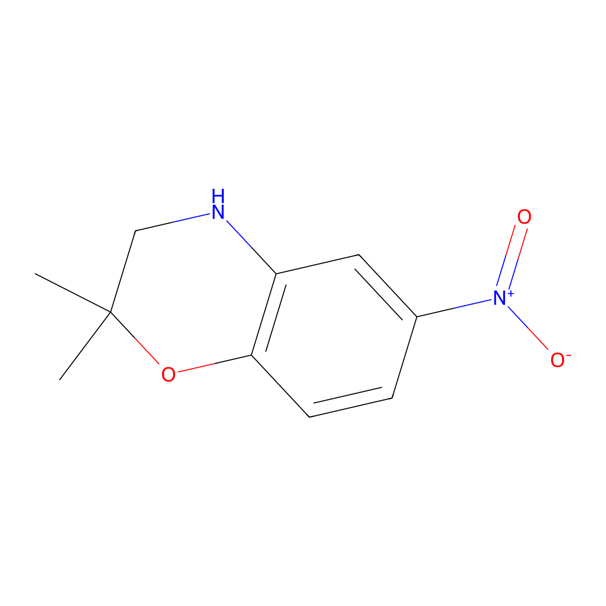 2,2-Dimethyl-6-nitro-3,4-dihydro-2H-benzo[B][1,4]oxazine molecular structure, CAS 136545-11-4