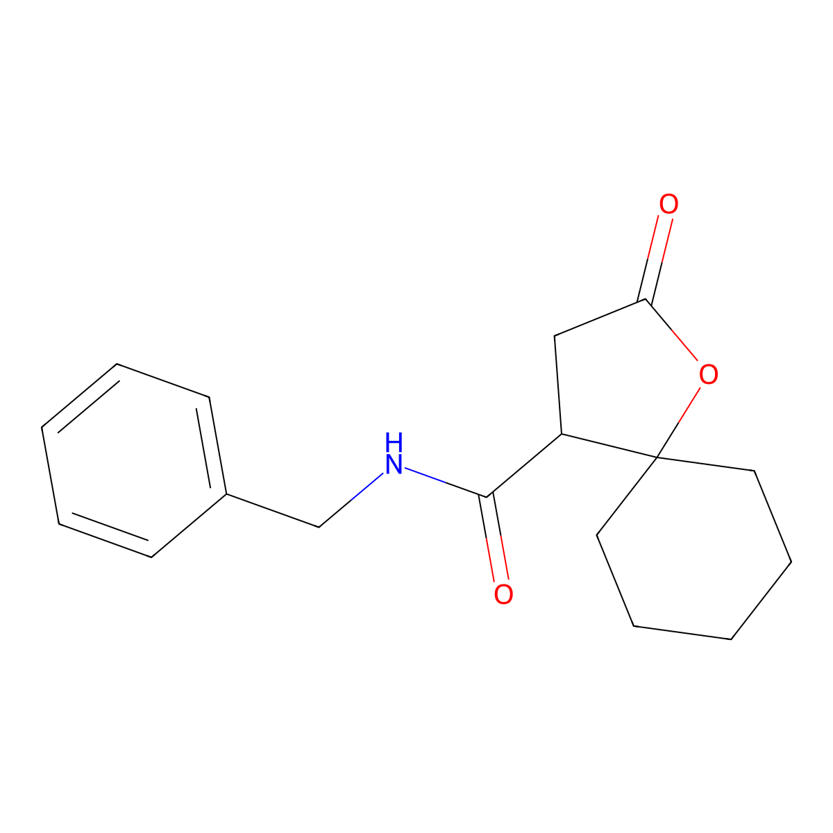 1-Oxaspiro(4.5)decane-4-carboxamide, 2-oxo-N-(phenylmethyl)- molecular structure, CAS 136547-38-1