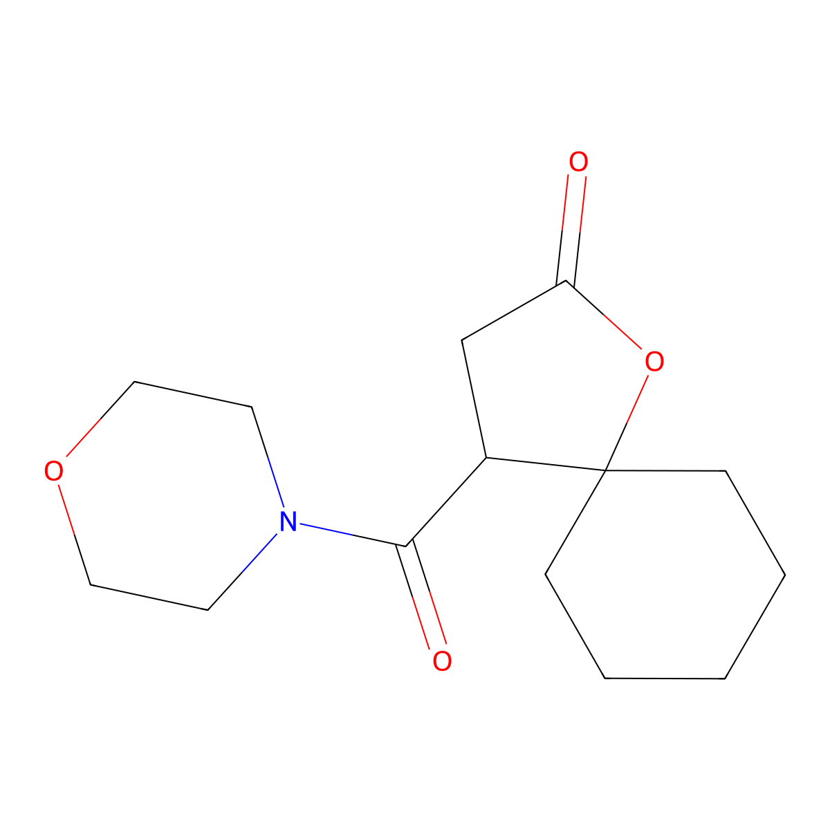 Morpholine, 4-((2-oxo-1-oxaspiro(4.5)dec-4-yl)carbonyl)- molecular structure, CAS 136547-41-6