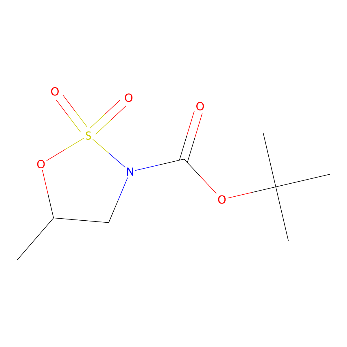 Tert-butyl 5-methyl-2,2-dioxo-1,2lambda6,3-oxathiazolidine-3-carboxylate molecular structure, CAS 1365481-13-5