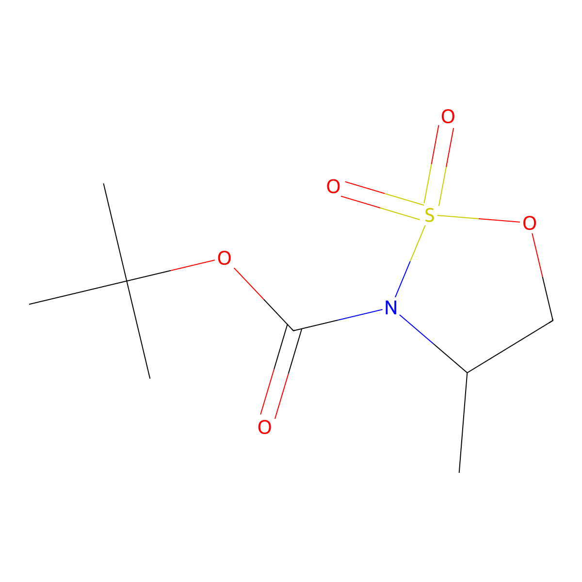 Tert-butyl 4-methyl-2,2-dioxo-1,2lambda6,3-oxathiazolidine-3-carboxylate molecular structure, CAS 1365481-16-8