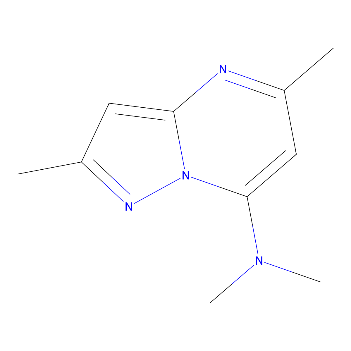 N,N,2,5-tetramethylpyrazolo[1,5-a]pyrimidin-7-amine molecular structure, CAS 136549-14-9