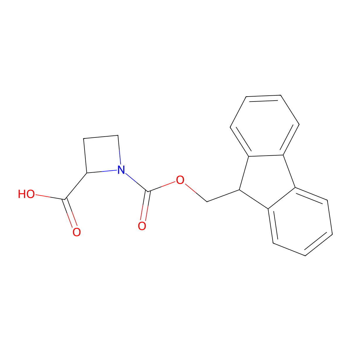 (S)-N-Fmoc-azetidine-2-carboxylic acid molecular structure, CAS 136552-06-2