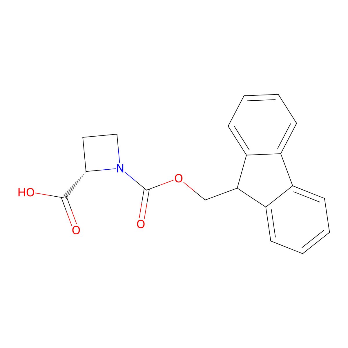 (S)-N-Fmoc-azetidine-2-carboxylic acid molecular structure, CAS 136552-06-2