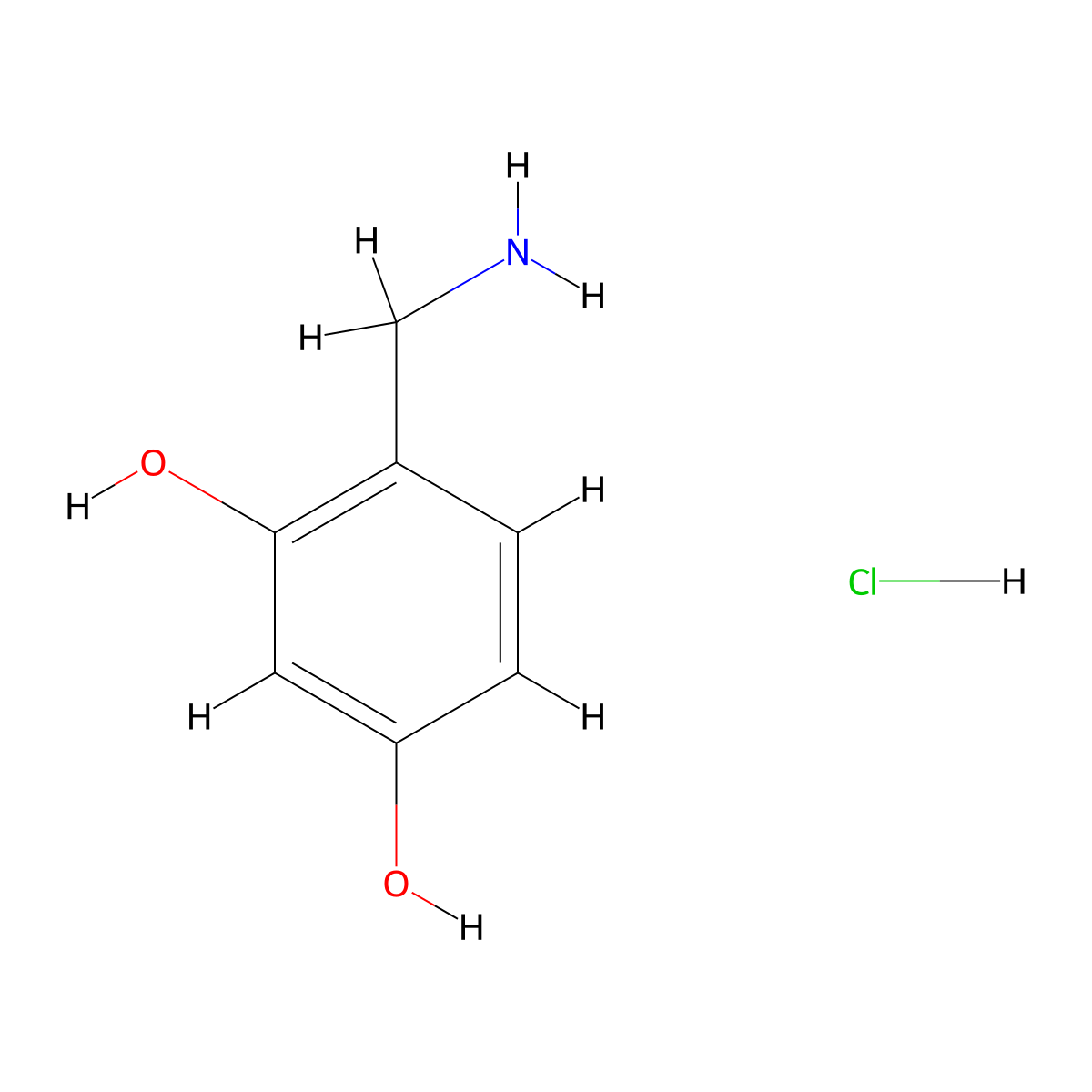 4-(Aminomethyl)benzene-1,3-diol hydrochloride molecular structure, CAS 1365531-29-8