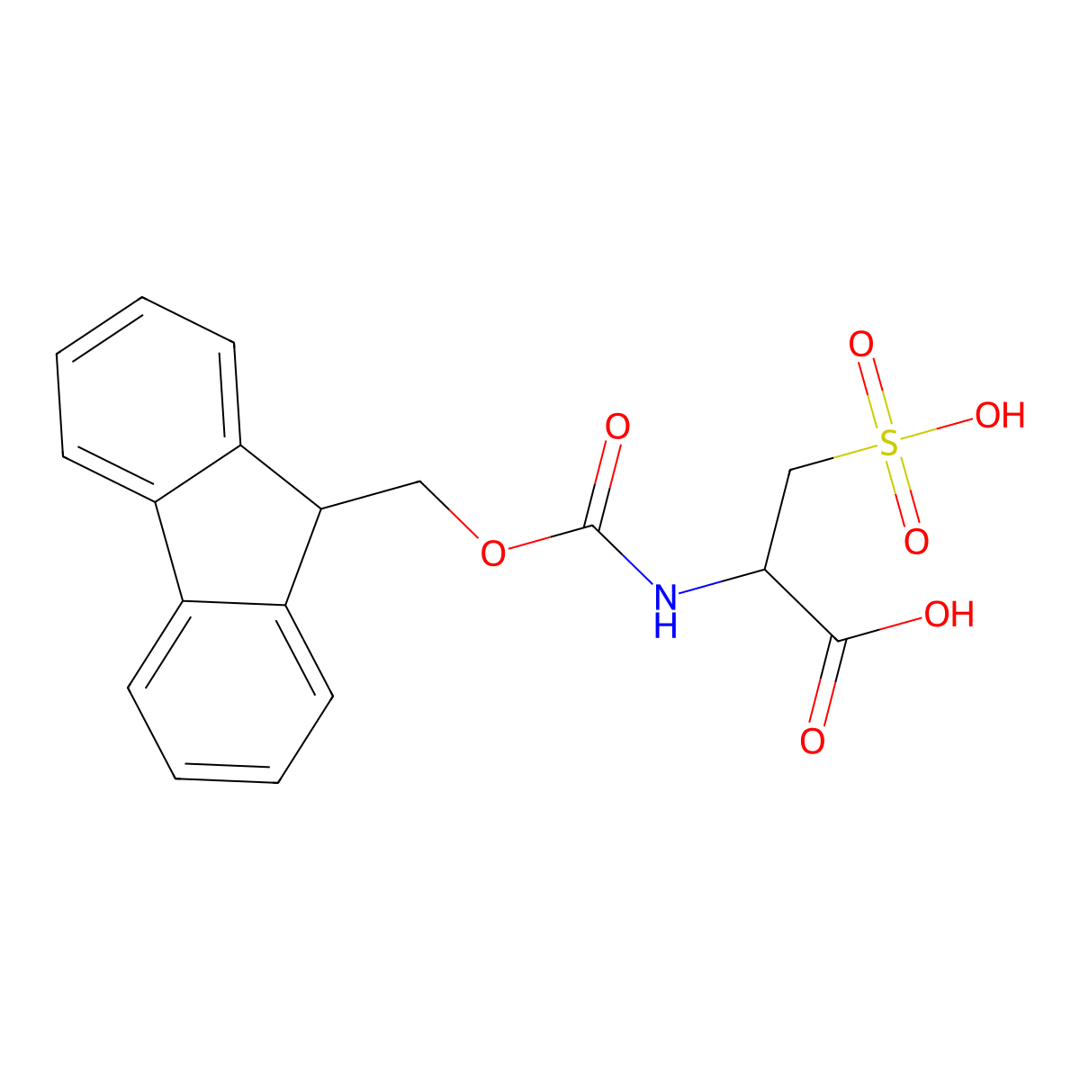 (S)-2-((((9H-Fluoren-9-yl)methoxy)carbonyl)amino)-3-sulfopropanoic acid molecular structure, CAS 136554-96-6