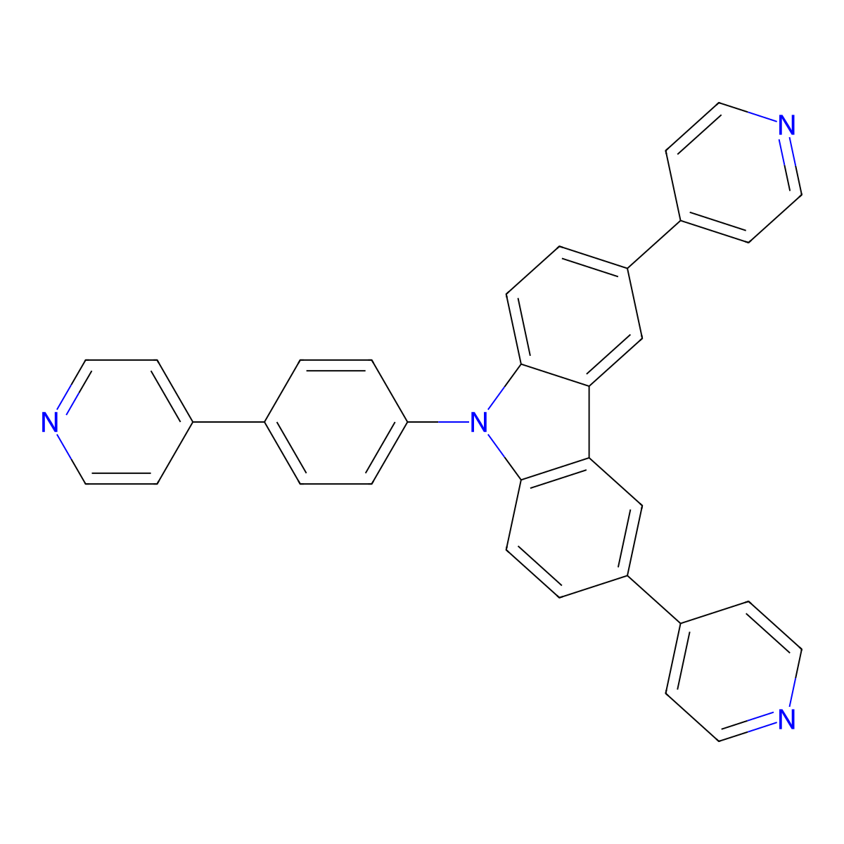 3,6-DI-4-Pyridinyl-9-[4-(4-pyridinyl)phenyl]-9H-carbazole molecular structure, CAS 1365567-83-4