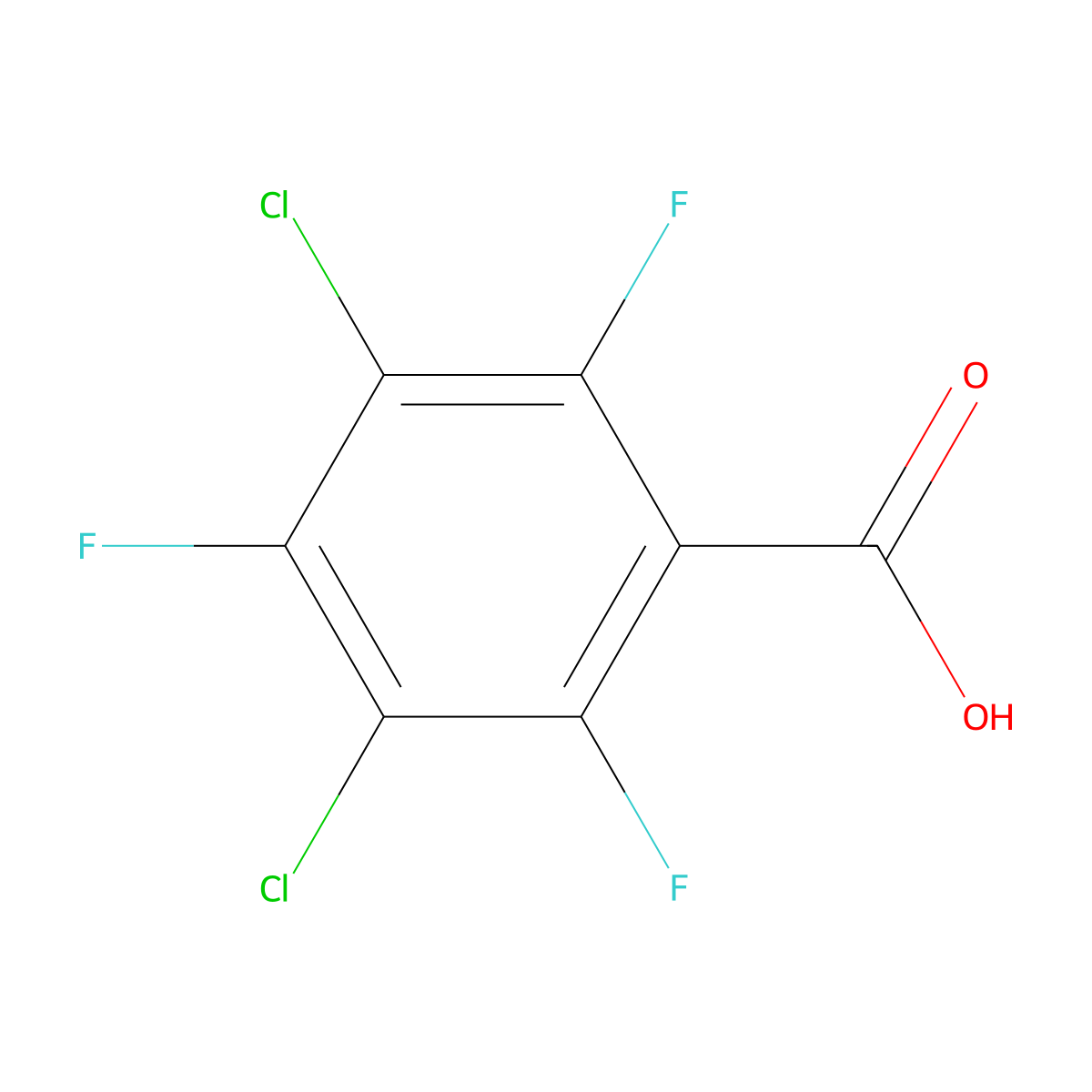 3,5-Dichloro-2,4,6-trifluorobenzoic acid molecular structure, CAS 13656-36-5