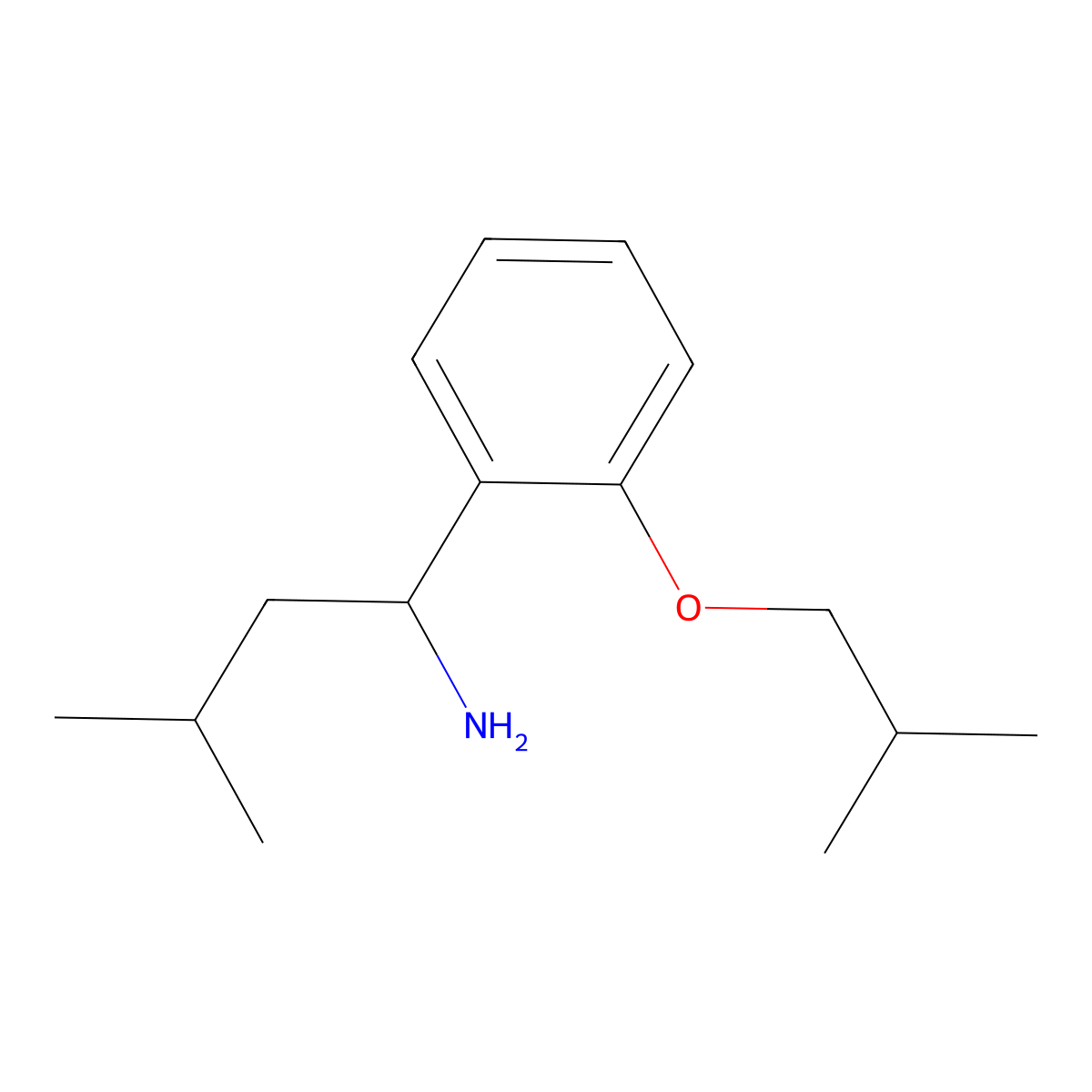 3-Methyl-1-[2-(2-methylpropoxy)phenyl]butan-1-amine molecular structure, CAS 1365623-49-9