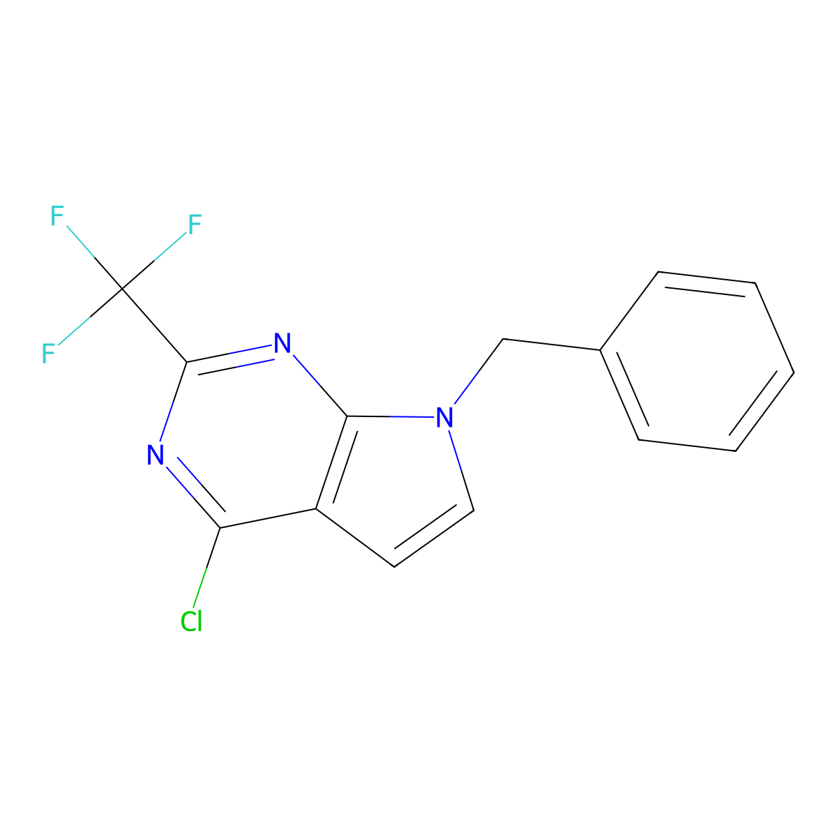 7-Benzyl-4-chloro-2-(trifluoromethyl)-7H-pyrrolo[2,3-d]pyrimidine molecular structure, CAS 1365627-43-5