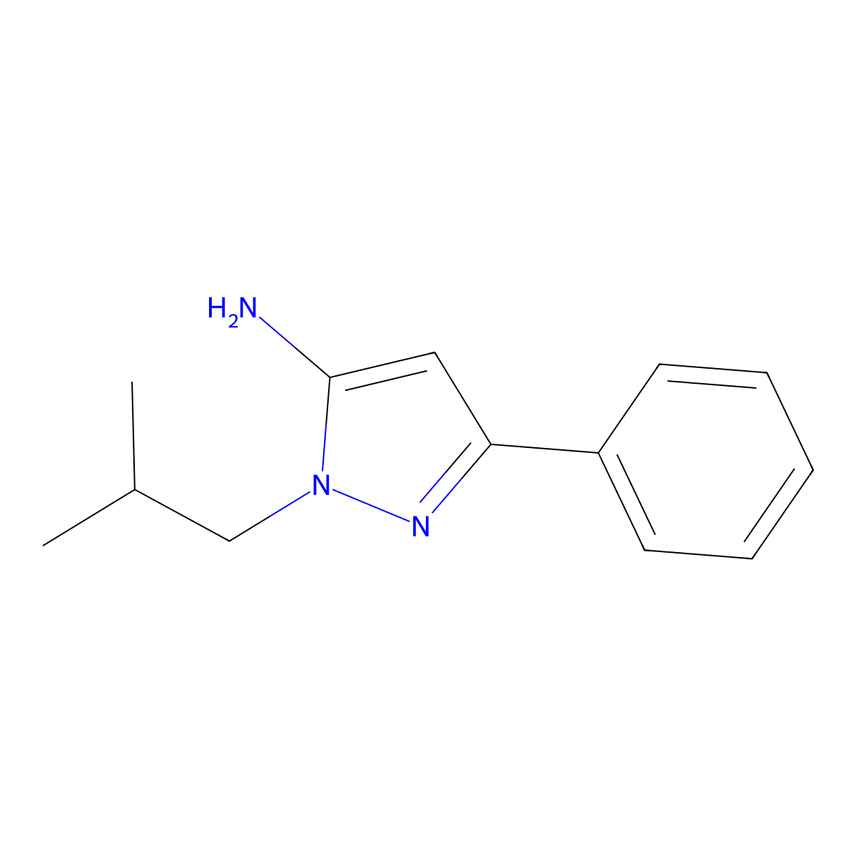 2-(2-methylpropyl)-5-phenyl-2,3-dihydro-1H-pyrazol-3-imine molecular structure, CAS 1365629-34-0