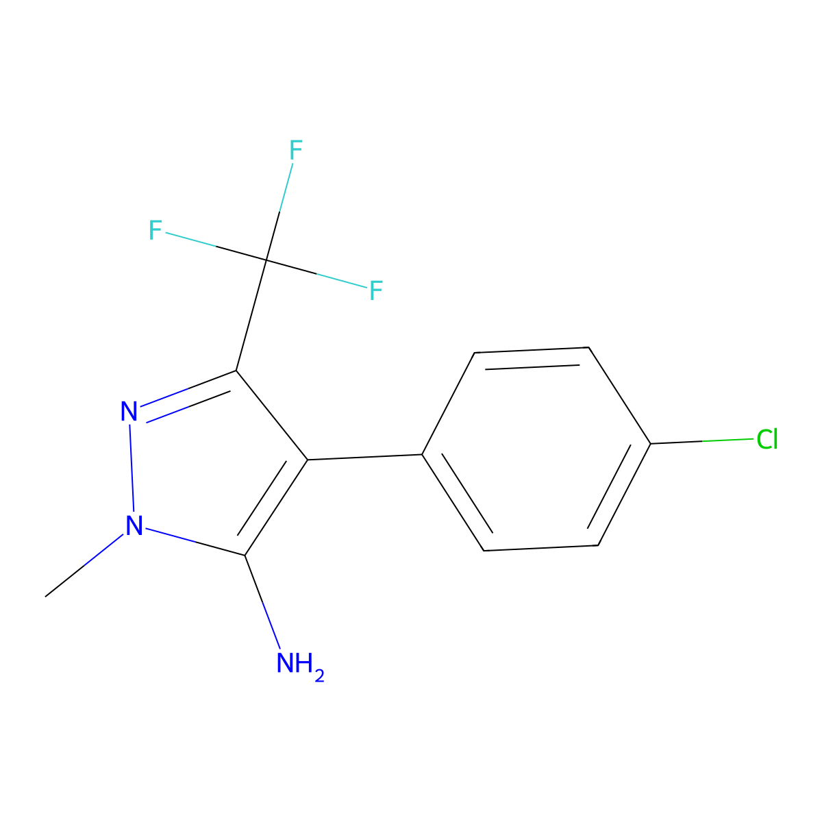 4-(4-chlorophenyl)-2-methyl-5-(trifluoromethyl)-2,3-dihydro-1H-pyrazol-3-imine molecular structure, CAS 1365630-37-0