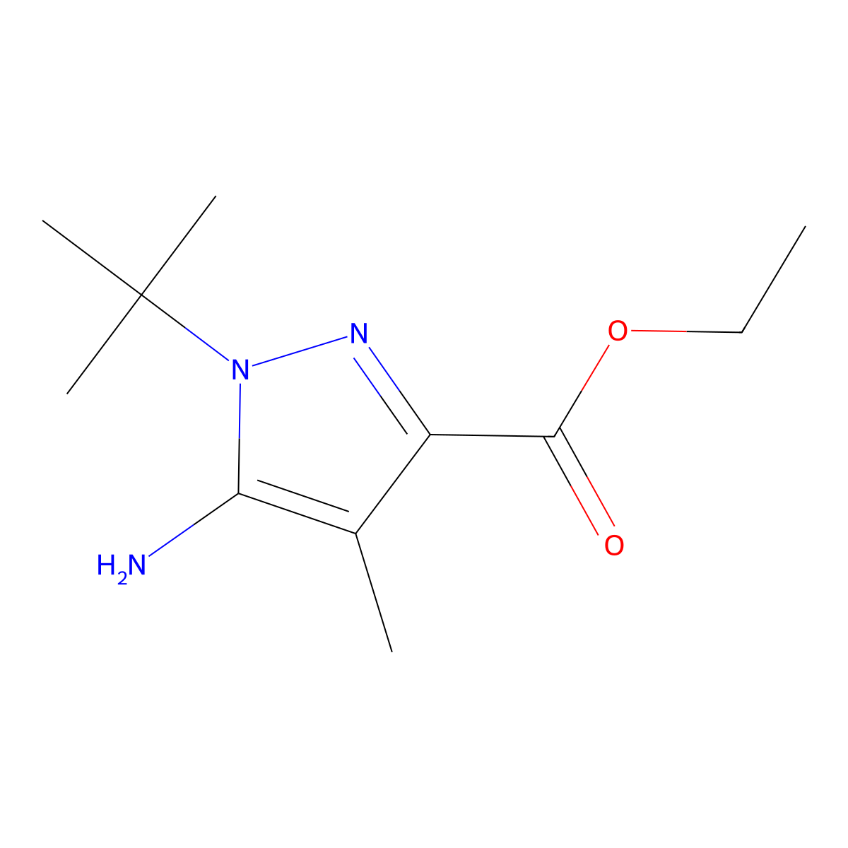 5-Amino-1-tert-butyl-4-methyl-1H-pyrazole-3-carboxylic acid ethyl ester molecular structure, CAS 1365635-64-8