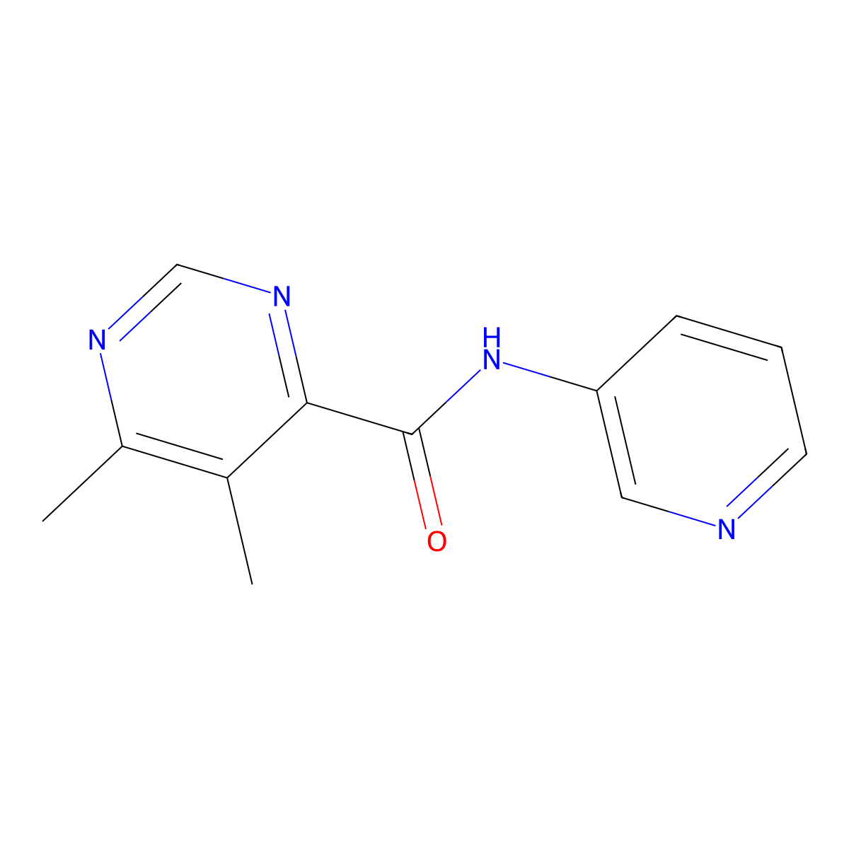 5,6-dimethyl-N-(pyridin-3-yl)pyrimidine-4-carboxamide molecular structure, CAS 1365639-34-4