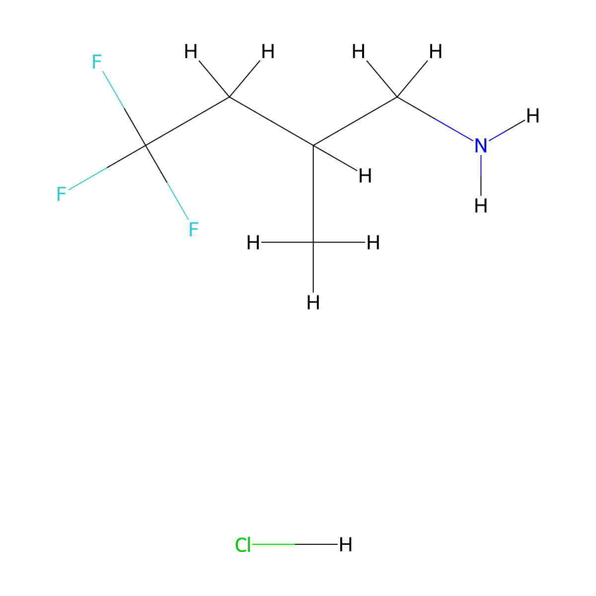 4,4,4-Trifluoro-2-methylbutan-1-amine hydrochloride molecular structure, CAS 136564-89-1