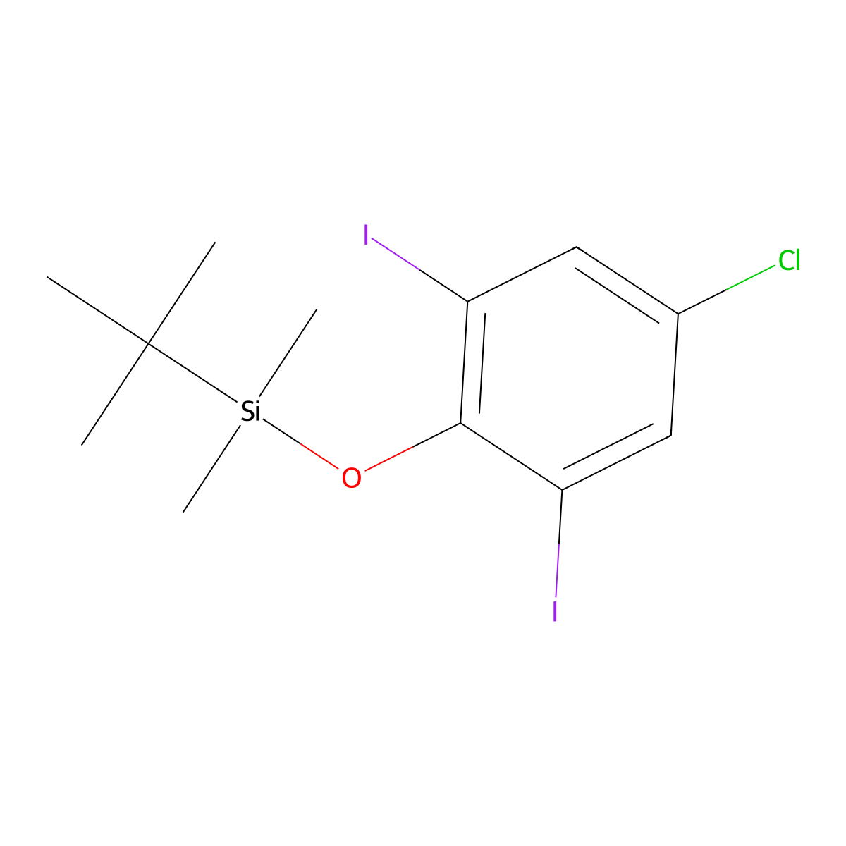 Tert-butyl(4-chloro-2,6-diiodophenoxy)dimethylsilane molecular structure, CAS 1365692-18-7