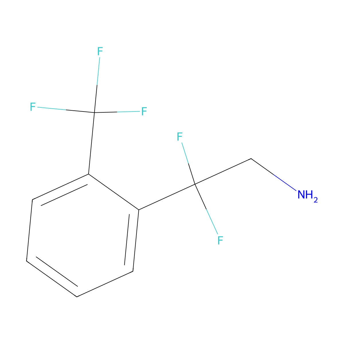 2,2-Difluoro-2-[2-(trifluoromethyl)phenyl]ethan-1-amine molecular structure, CAS 1365700-34-0
