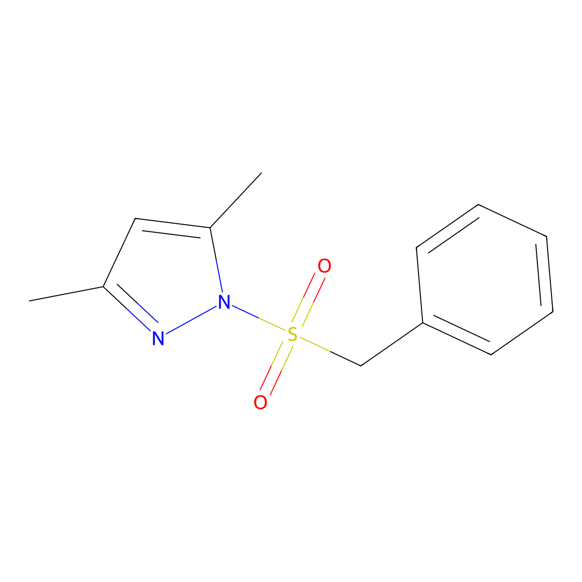 1-(benzylsulfonyl)-3,5-dimethyl-1H-pyrazole molecular structure, CAS 13658-76-9