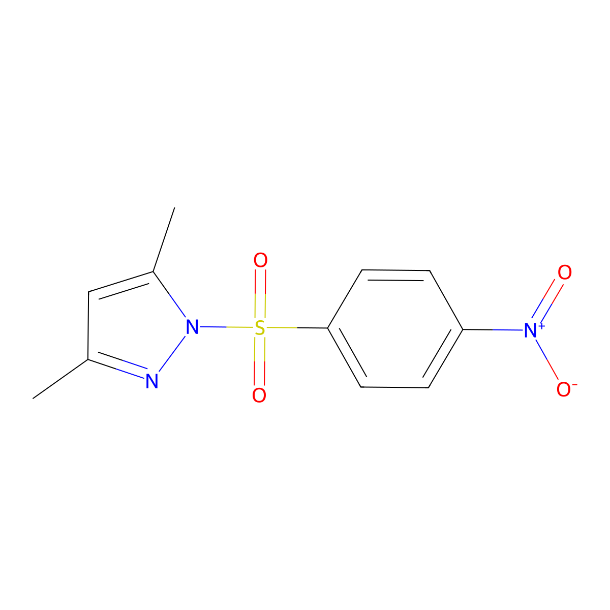 3,5-Dimethyl-1-(4-nitrophenyl)sulfonylpyrazole molecular structure, CAS 13658-83-8