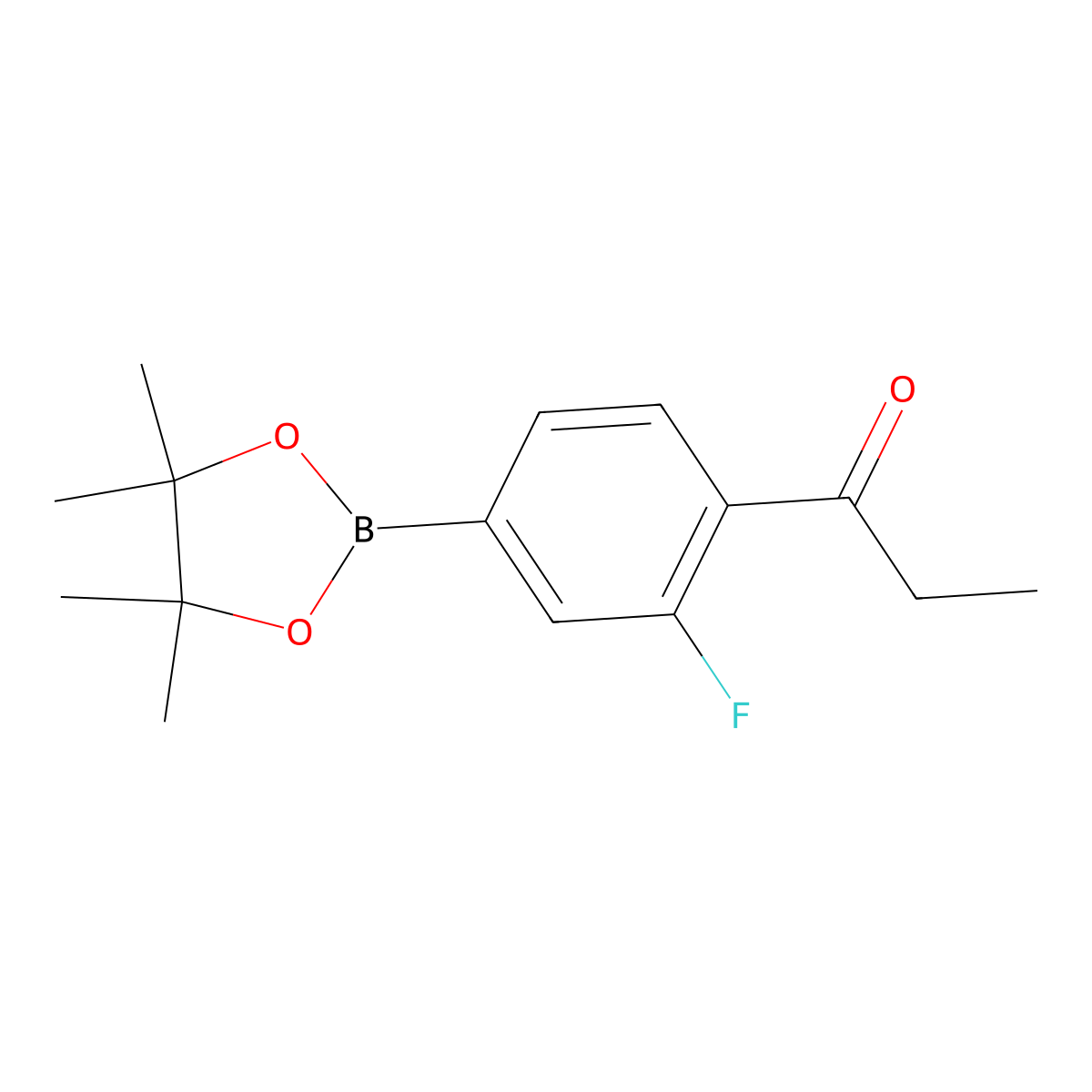 1-[2-Fluoro-4-(4,4,5,5-tetramethyl-1,3,2-dioxaborolan-2-yl)phenyl]propan-1-one molecular structure, CAS 1365803-10-6