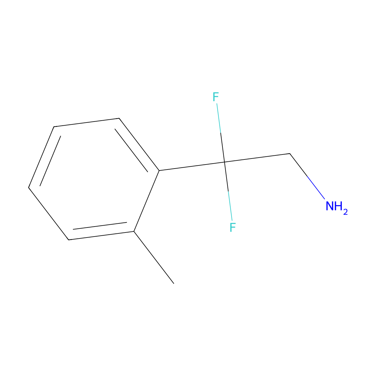 2,2-Difluoro-2-(2-methylphenyl)ethan-1-amine molecular structure, CAS 1365807-92-6