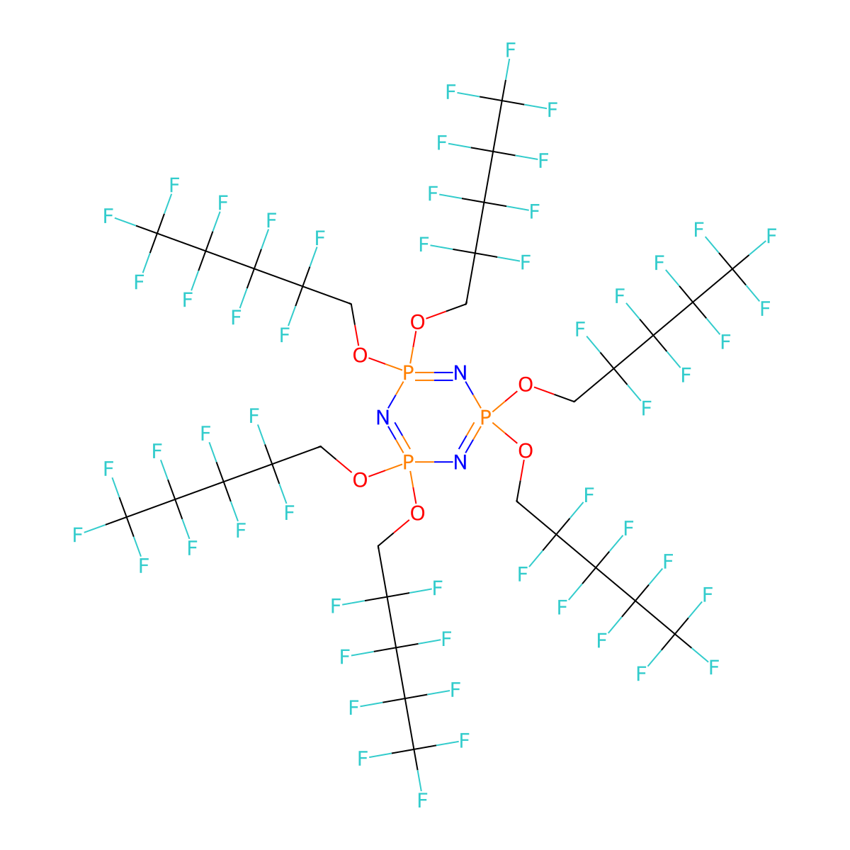 Hexakis(1H,1H-nonafluoropentoxy)phosphazene molecular structure, CAS 1365808-69-0