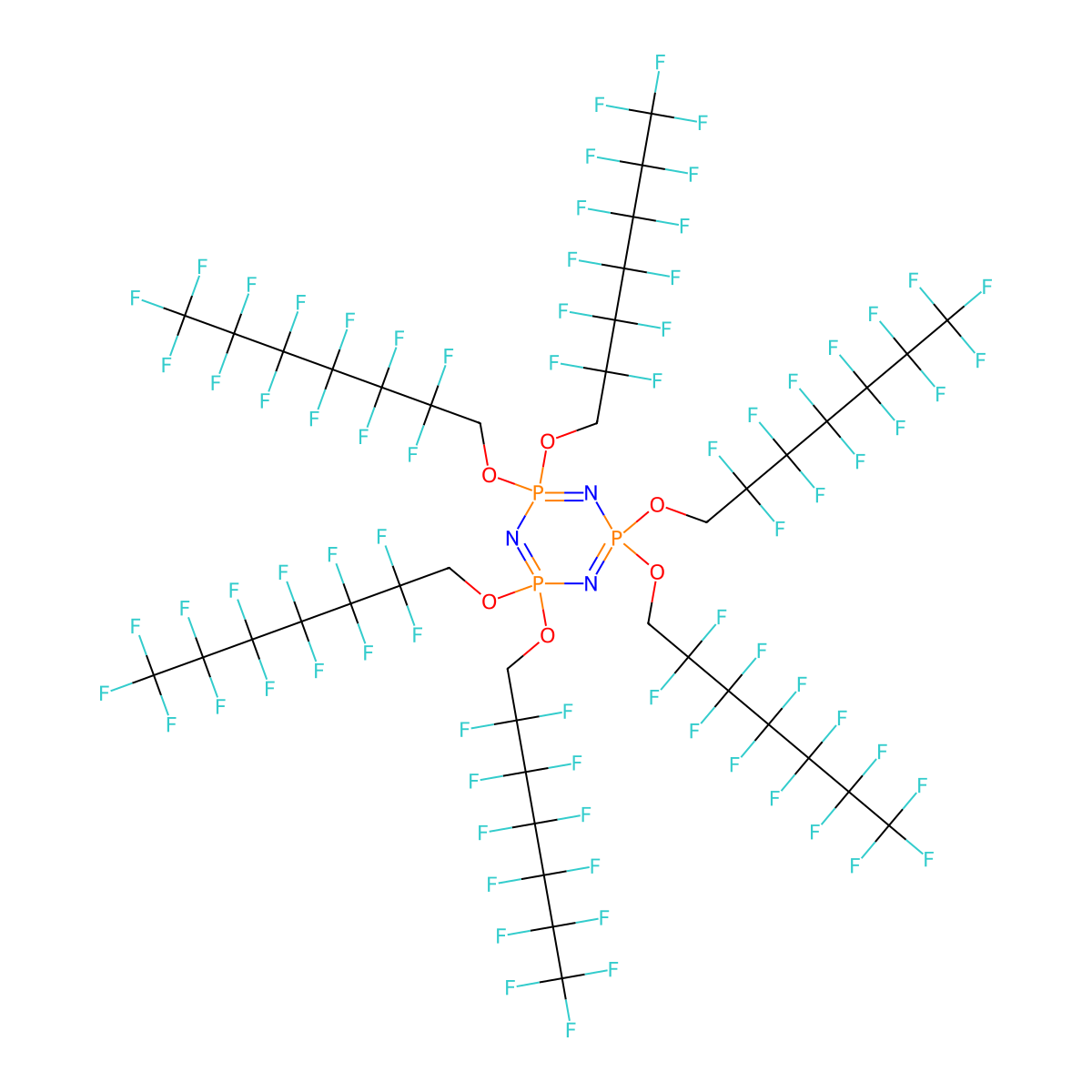 Hexakis(1H,1H-perfluoroheptoxy)phosphazene molecular structure, CAS 1365808-79-2