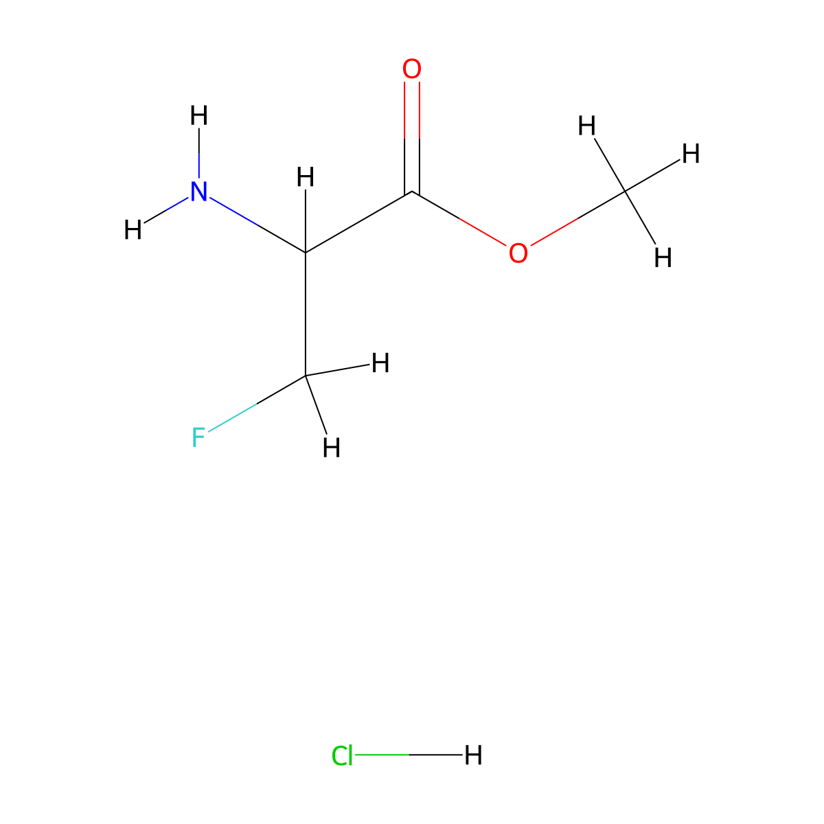 Methyl 2-amino-3-fluoropropanoate hydrochloride molecular structure, CAS 136581-47-0