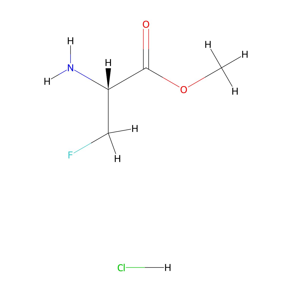 3-Fluoro-L-alanine methyl ester, hydrochloride molecular structure, CAS 136581-49-2