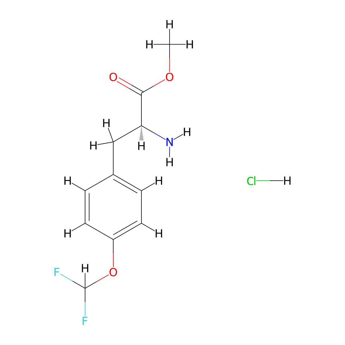 Methyl (S)-2-amino-3-(4-(difluoromethoxy)phenyl)propanoate hydrochloride molecular structure, CAS 136581-52-7