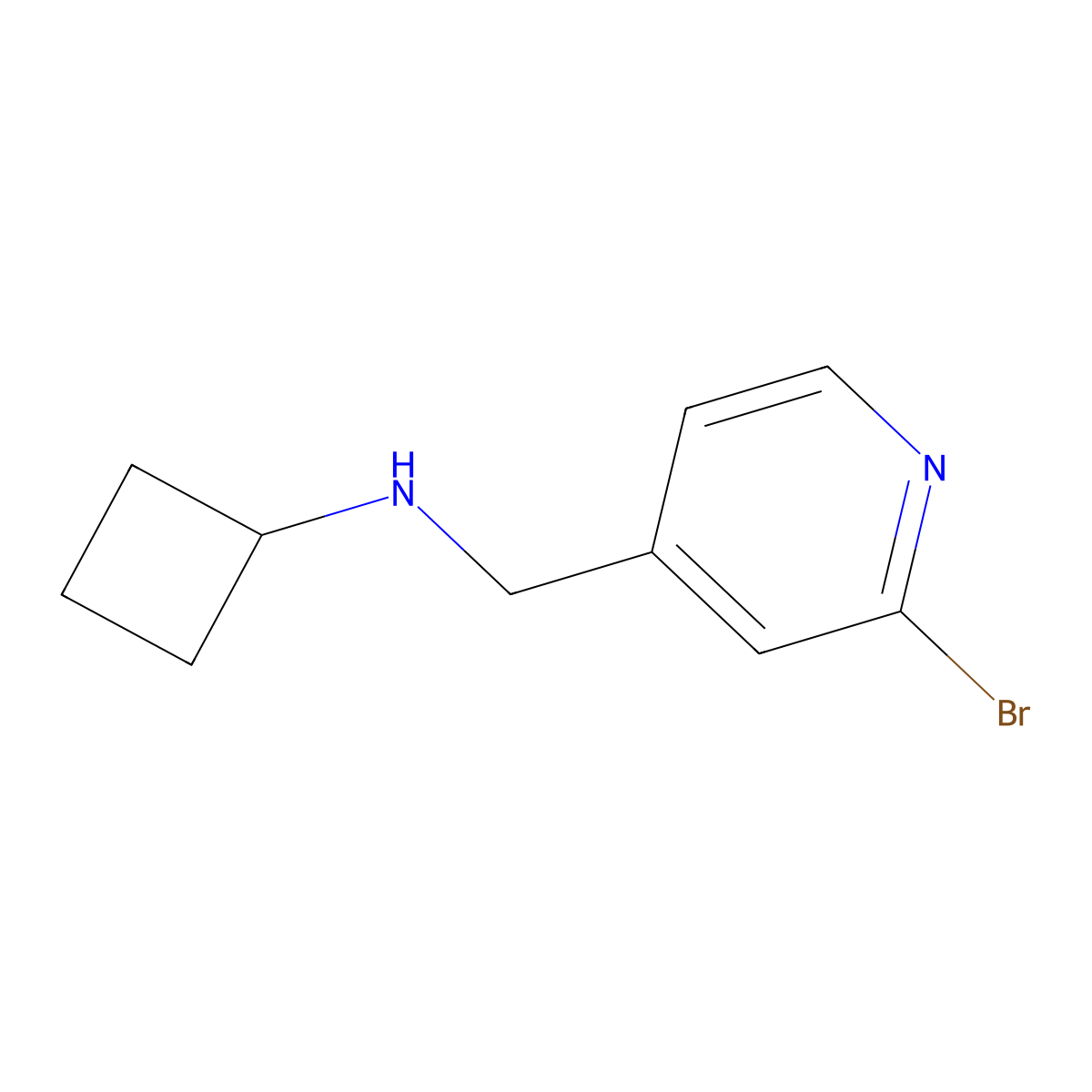 N-[(2-bromopyridin-4-yl)methyl]cyclobutanamine molecular structure, CAS 1365812-57-2