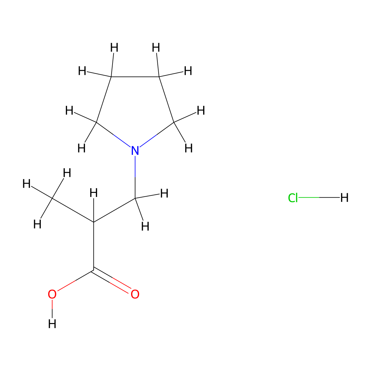 2-Methyl-3-(1-pyrrolidinyl)propanoic acid hydrochloride molecular structure, CAS 1365836-77-6