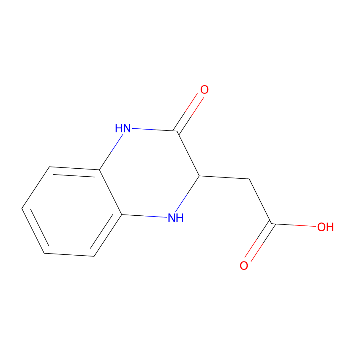 (3-Oxo-1,2,3,4-tetrahydroquinoxalin-2-yl)acetic acid molecular structure, CAS 136584-14-0