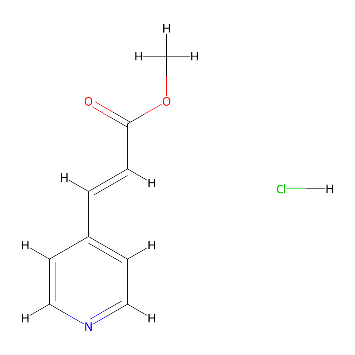 methyl (2E)-3-(pyridin-4-yl)prop-2-enoate hydrochloride molecular structure, CAS 1365840-62-5