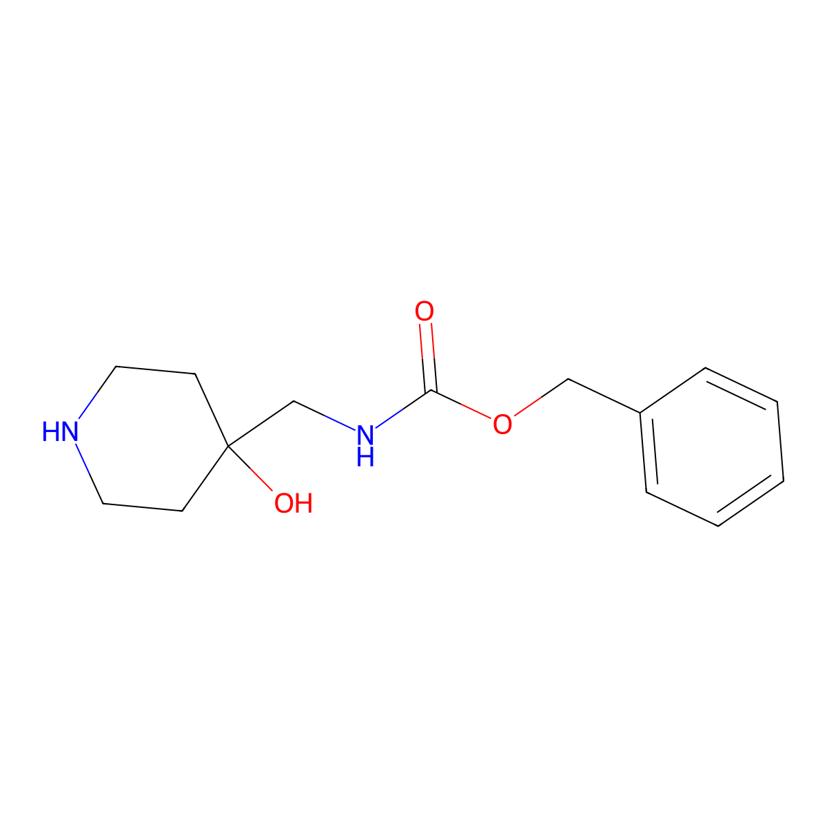 benzyl N-[(4-hydroxypiperidin-4-yl)methyl]carbamate molecular structure, CAS 1365874-61-8
