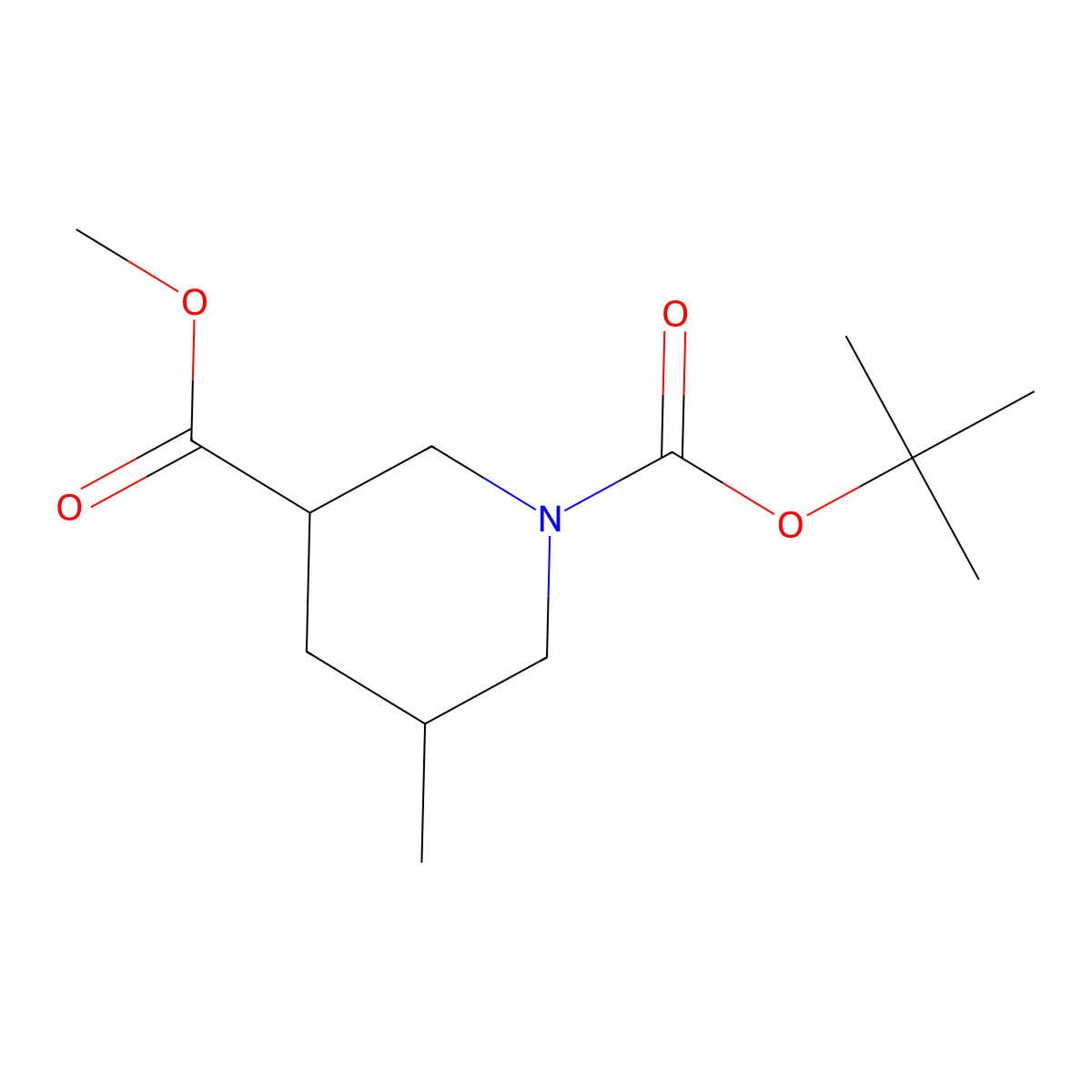 1-Tert-butyl 3-methyl 5-methylpiperidine-1,3-dicarboxylate molecular structure, CAS 1365887-44-0