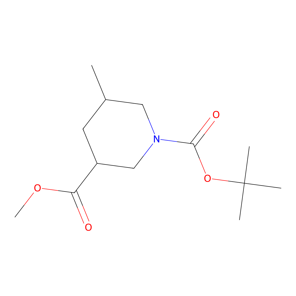 1-Tert-butyl 3-methyl 5-methylpiperidine-1,3-dicarboxylate molecular structure, CAS 1365887-44-0
